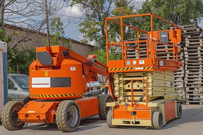 industrial forklift in use at a fully-stocked warehouse in Bloomfield CT